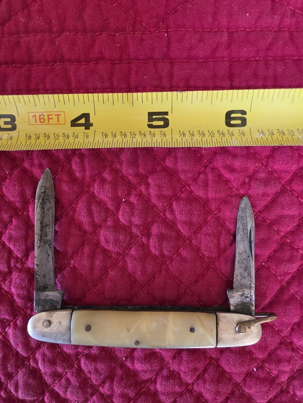 Vintage Folding Pocketknife with Cream Handle Collectible